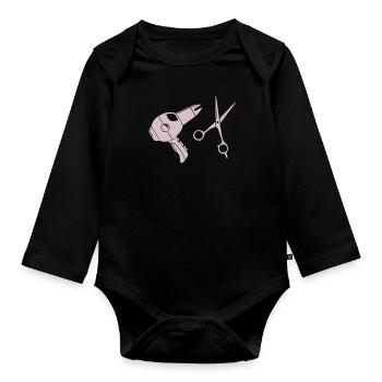 Friseur - Baby Bio-Langarm-Body - Schwarz - Vorne