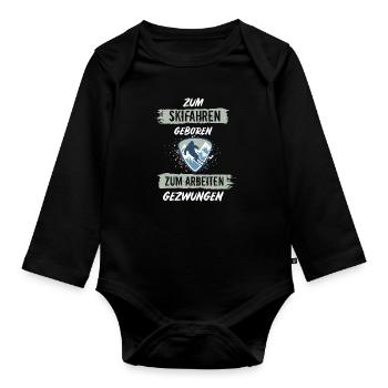 Ski Skifahren Skifahrer - Baby Bio-Langarm-Body - Schwarz - Vorne