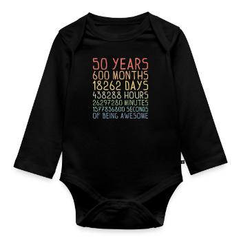 50 Years of Being Awesome Birthday Gift - Organic Longsleeve Baby Bodysuit - black - Front