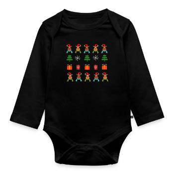 Christmas Theme - Organic Longsleeve Baby Bodysuit - black - Front