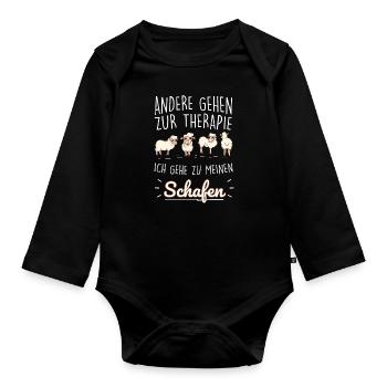 Landwirt Schafhirte Bauer Schafebesitzer - Baby Bio-Langarm-Body - Schwarz - Vorne