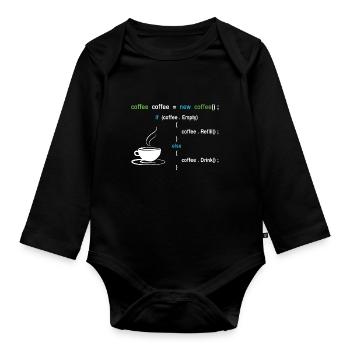 Kaffee Programmierer - Baby Bio-Langarm-Body - Schwarz - Vorne