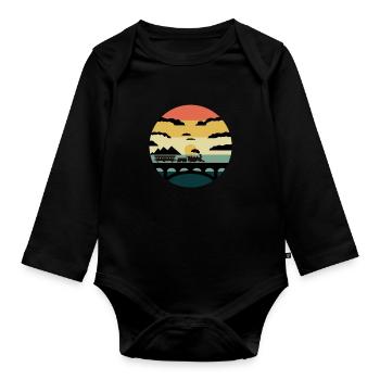Zug Züge Modeleisenbahn Eisenbahn Geschenk - Baby Bio-Langarm-Body - Schwarz - Vorne