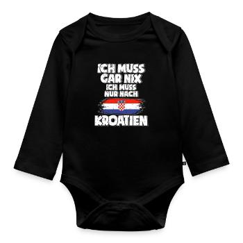 Kroatien - Baby Bio-Langarm-Body - Schwarz - Vorne