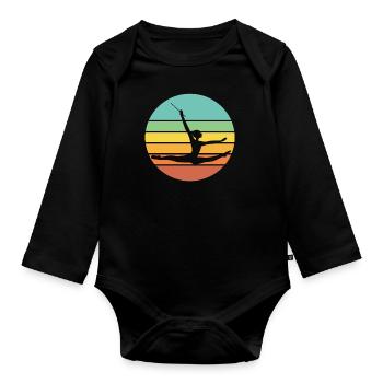do gymnastics - Organic Longsleeve Baby Bodysuit - black - Front
