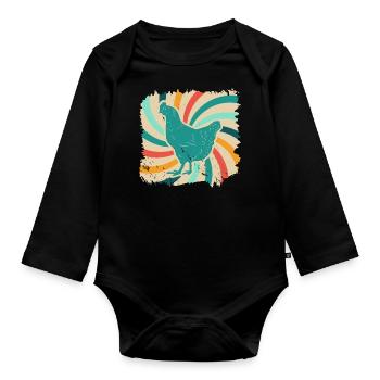 Chicken Chicken Farm Animal Gift retro Farmer - Organic Longsleeve Baby Bodysuit - black - Front