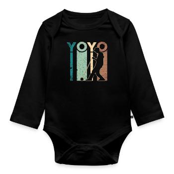 YOYO retro vintage Geschenk - Baby Bio-Langarm-Body - Schwarz - Vorne