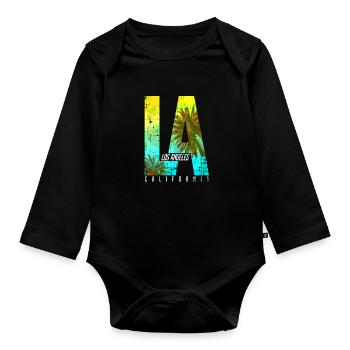 Los Angeles LA - Organic Longsleeve Baby Bodysuit - black - Front