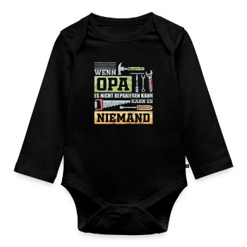 Opa Hobby Geschenk - Baby Bio-Langarm-Body - Schwarz - Vorne