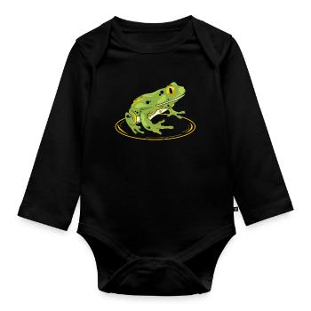 Frog - frog - toad - Organic Longsleeve Baby Bodysuit - black - Front