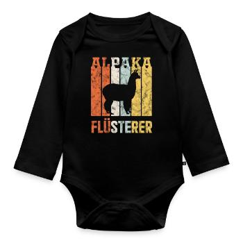Alpaka Flüsterer Tier Geschenk - Baby Bio-Langarm-Body - Schwarz - Vorne