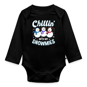 Chillin 'With My Snowmies - Bonhomme de neige de Noël - Body Bébé bio manches longues - noir - Devant