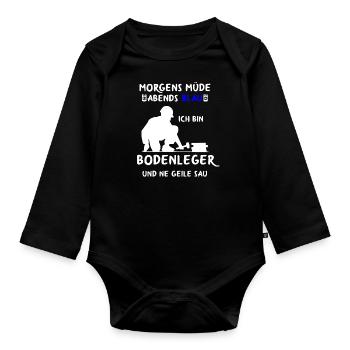 Bodenleger Fußbodenleger Teppichleger Handwerker - Baby Bio-Langarm-Body - Schwarz - Vorne