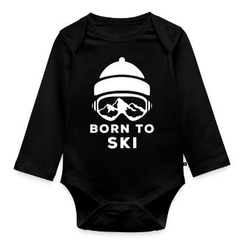 skieur - Body Bébé bio manches longues - noir - Devant