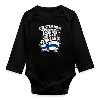 Finnland - Baby Bio-Langarm-Body - Schwarz - Vorne