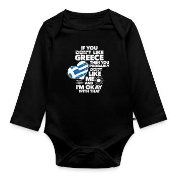 Greece - Organic Longsleeve Baby Bodysuit - black - Front