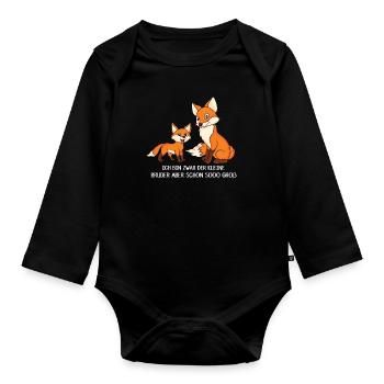 Ich bin der kleine Bruder Fuchs Geschwister - Baby Bio-Langarm-Body - Schwarz - Vorne