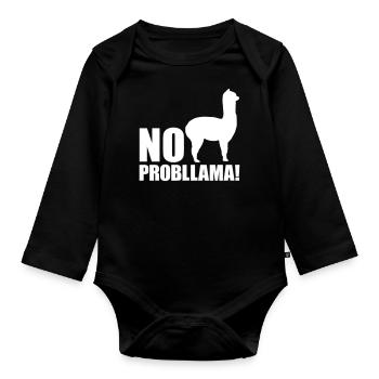 Cool Alpaca No Prob Llama Meme Fun Dire - Body Bébé bio manches longues - noir - Devant