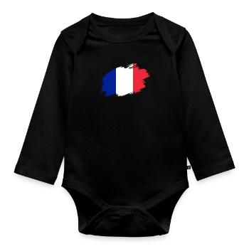 France drapeau français drapeau drapeau tricolore - Body Bébé bio manches longues - noir - Devant