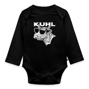 Landwirt Kuh Milchbauer Kuhl Geschenk - Baby Bio-Langarm-Body - Schwarz - Vorne
