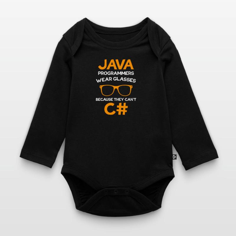 Programmeur Java porte des lunettes Programmeur C # Body Bébé bio manches longues