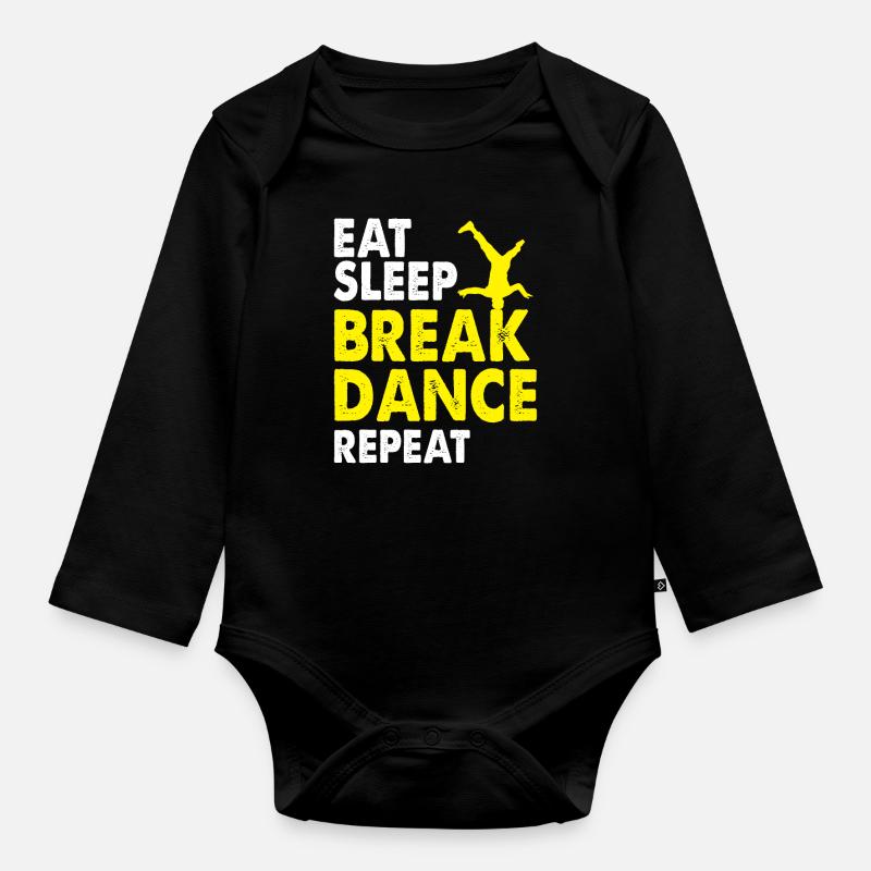 Breakdance - Body Bébé bio manches longues - noir