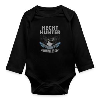 Angeln Angler Hecht Geschenk - Baby Bio-Langarm-Body - Schwarz - Vorne