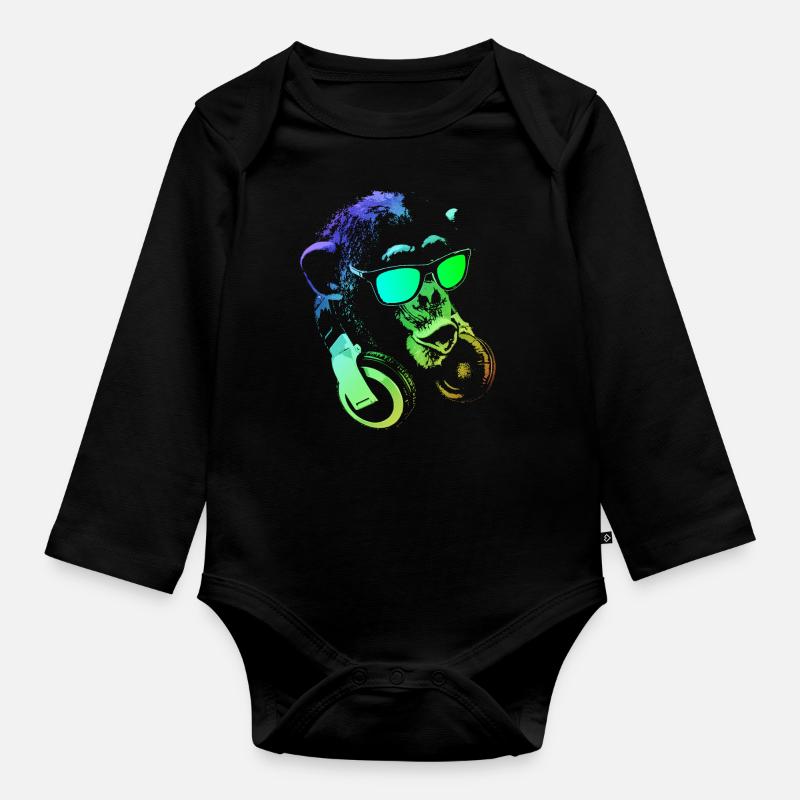 singe DJ - Body Bébé bio manches longues - noir