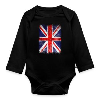 British flag. Proud Union Jack Flag. Cool British - Organic Longsleeve Baby Bodysuit - black - Front