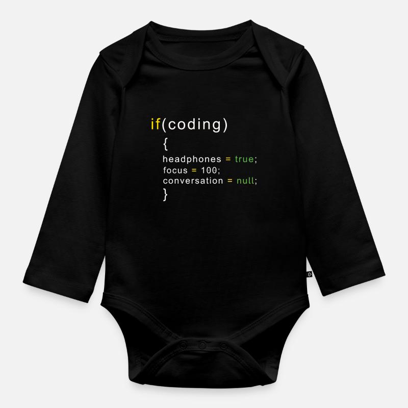 Coder coding - Organic Longsleeve Baby Bodysuit - black
