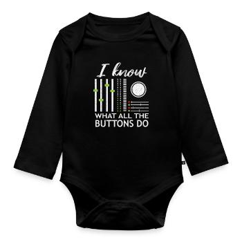 DJ - Organic Longsleeve Baby Bodysuit - black - Front