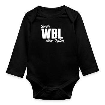 WBL Wohnbereichsleitung Altenpflege Pflege - Baby Bio-Langarm-Body - Schwarz - Vorne