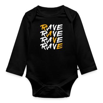 Rave House Dubstep Techno Hardstyle Raver - Baby Bio-Langarm-Body - Schwarz - Vorne