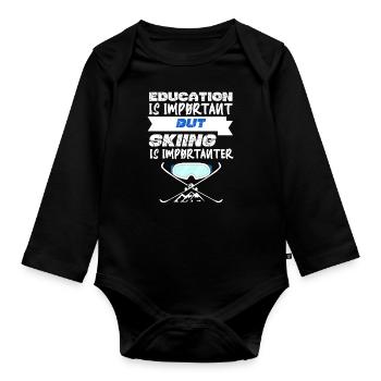 Skiing holiday - Organic Longsleeve Baby Bodysuit - black - Front