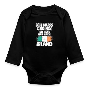 Irland - Baby Bio-Langarm-Body - Schwarz - Vorne