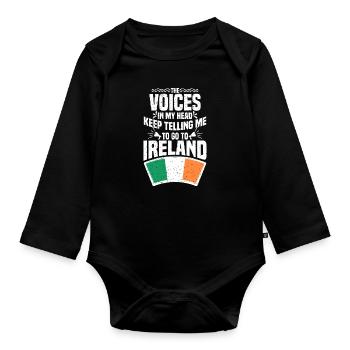 Irland - Baby Bio-Langarm-Body - Schwarz - Vorne
