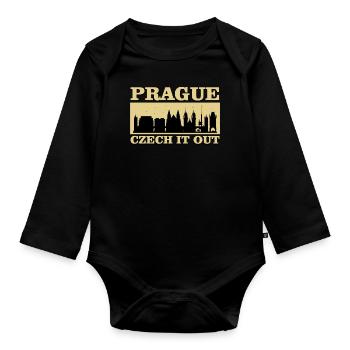 Prague - Organic Longsleeve Baby Bodysuit - black - Front