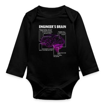 Engineer brain - Organic Longsleeve Baby Bodysuit - black - Front