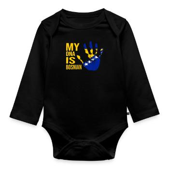 My DNA Is Bosnian, Bosnia Flag, Bosnia - Baby Bio-Langarm-Body - Schwarz - Vorne