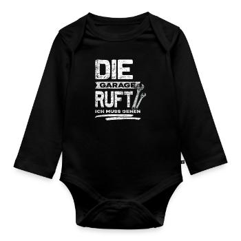 Mechaniker Garage - Baby Bio-Langarm-Body - Schwarz - Vorne