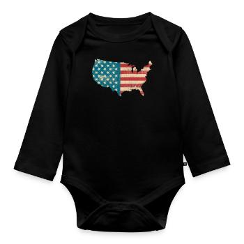 Amerika Vintage Flagge - United States - USA-Land - Organic Longsleeve Baby Bodysuit - black - Front