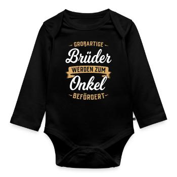 Great brothers are promoted to uncle - Organic Longsleeve Baby Bodysuit - black - Front