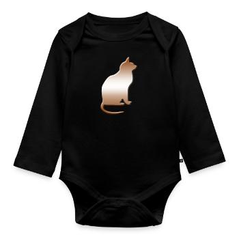 Cats, gift, crazy cat lady, cat - Organic Longsleeve Baby Bodysuit - black - Front