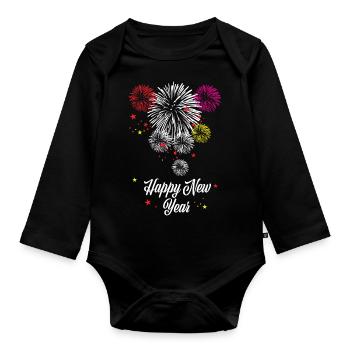 Feux d’artifice Amant - Body Bébé bio manches longues - noir - Devant