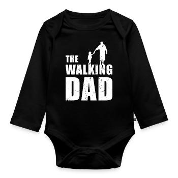 Le père qui marche - papa papa fils fille amusant - Body Bébé bio manches longues - noir - Devant