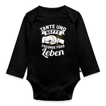Tante und Neffe - Freunde fürs Leben - Baby Bio-Langarm-Body - Schwarz - Vorne