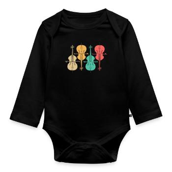 Rétro cadeau instrument de musique Contrebasse - Body Bébé bio manches longues - noir - Devant