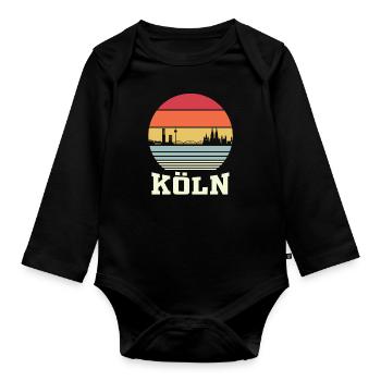 Köln Skyline Kölner Dom Geschenkidee - Baby Bio-Langarm-Body - Schwarz - Vorne