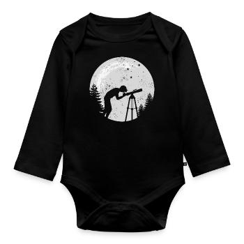 Astronomy Telescope Astronomer Gift Stars Moon - Organic Longsleeve Baby Bodysuit - black - Front