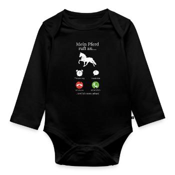 Pferde Pferdespruch - Baby Bio-Langarm-Body - Schwarz - Vorne